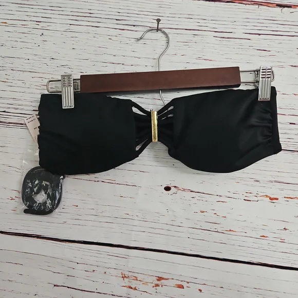 NWT Victoria Secret Black Strappy Bikini Set Top Size M Bottoms size S - Picture 9 of 17